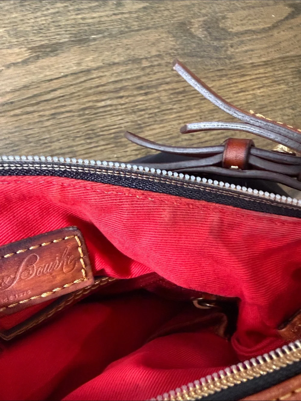 Dooney & Bourke vintage Black Nylon Hobo with Brown Leather Trim